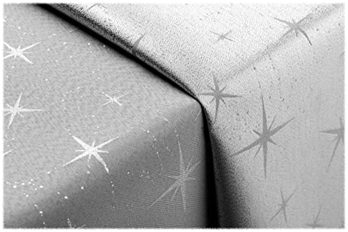 GOLDMAR Weihnachtstischdecke Fleckenresistente Schmutzabweisend Zweiseitig Tischdecke Weihnachten Advent - Polyester Lamatex Elegante Weihnachtstisch Deko (100x100 cm, Grau-Muster-01) von GOLDMAR