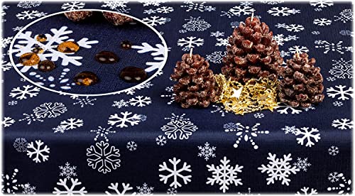 GOLDMAR Weihnachtstischdecke Fleckenresistente Schmutzabweisend Zweiseitig Tischdecke Weihnachten Advent - Polyester Rot Grau Elegante Weihnachtstisch Deko (150x400 cm, Dunkelblau) von GOLDMAR
