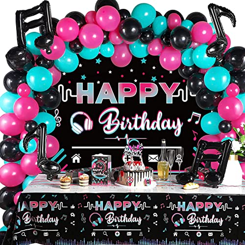 Ballon Girlande Geburtstag Deko Ballongirlande, 107PCS Rosenrot Luftballons Schwarz Blau Ballons mit Hintergrund Plakat Geburtstag Fotohintergrund Dekoration für Jungen Mädchen von GOLDNICE