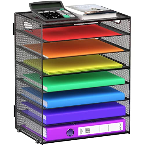 GoldOrcle Papier-Briefablage mit 8 Ebenen mit Griffen, Netzstoff-Schreibtisch-Aktenhalter, Aufbewahrung für Büro, Schule, Schreibtisch von GOLDORCLE