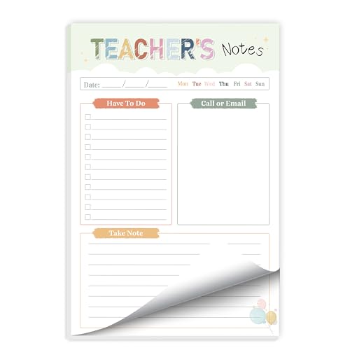Lehrer-Notizblock – To-Do-Listen-Notizblock, Lehrer-Wertschätzungsgeschenke, Planer, 50 Blatt, 14 x 21 cm, abreißbare Notizblöcke für Schreibwaren, Must-Have-Zubehör für Vorschule, Grundschule von GOLDPEI
