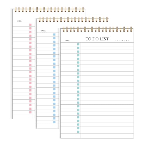 To-Do-Listen-Notizblock, 3-teiliges Set, Tagesplaner, undatiert, 52 Blatt, abreißbar, 14 x 21,1 cm, Planungsblock, Checkliste, Produktivität, Notizblock für Arbeit und persönliche Organisation To-Do-Listen-Notizblock, 3-teiliges Set, Tagesplaner, undatiert, 52 Blatt, abreißbar, 14 x 21,1 cm, Planungsblock, Checkliste, Produktivität, Notizblock für Arbeit und persönliche Organisation von GOLDPEI