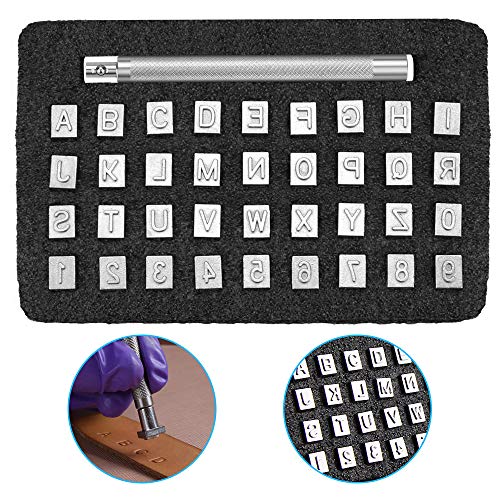 GOLRISEN 37 Stück Leder Stempel Alphabet A bis Z Stanzwerkzeuge 3mm Zahlenstempel 0-9 Prägestempel 6.5 mm Buchstaben Stempel Bastelstempel Punzierstempel für Leder Prägen DIY Ton Leder Handwerk Druck GOLRISEN 37 Stück Leder Stempel Alphabet A bis Z Stanzwerkzeuge 3mm Zahlenstempel 0-9 Prägestempel 6.5 mm Buchstaben Stempel Bastelstempel Punzierstempel für Leder Prägen DIY Ton Leder Handwerk Druck von GOLRISEN