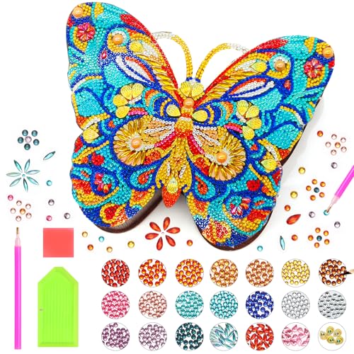 GOLXUWO Diamond Painting Schmuckkästchen Basteln Holz Mädchen,Geschenke für Mädchen 6 7 8 9 10 Jahre,Kreatives DIY Diamond Art Bastelset für Kinder 5-12 Jahre von GOLXUWO