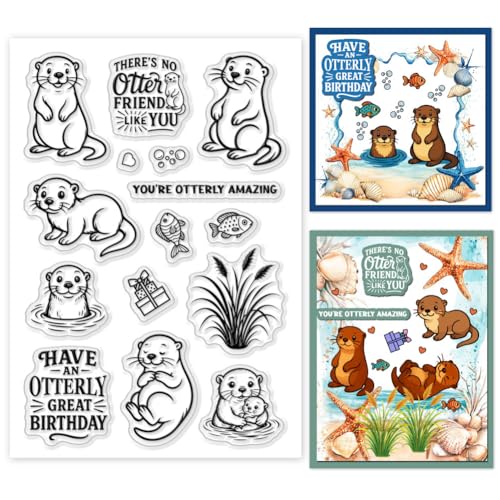 GOMAKERER 1 Blatt Otter Silikonstempel, Pflanzen Transparente Gummistempel Wiederverwendbare Silikon Stempelsiegel Für Die Kartenherstellung Scrapbooking Prägung Album Dekor von GOMAKERER