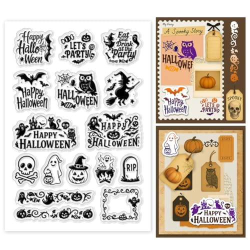 GOMAKERER 1 Blatt Silikonstempel, Transparente Gummistempel Mit Fledermaus Eule Skelett Geist Wiederverwendbar Transparente Stempelsiegel Für Kartengestaltung Scrapbooking Alben Halloween Dekoration GOMAKERER 1 Blatt Silikonstempel, Transparente Gummistempel Mit Fledermaus Eule Skelett Geist Wiederverwendbar Transparente Stempelsiegel Für Kartengestaltung Scrapbooking Alben Halloween Dekoration von GOMAKERER