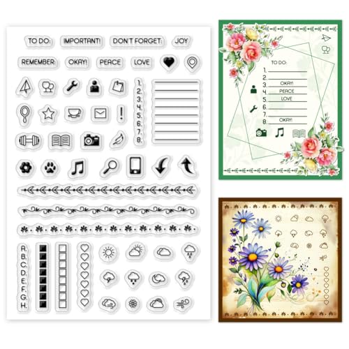 GOMAKERER 1 Blatt Silikonstempel Zur Kartengestaltung Niedliche Journaling Stempel Wiederverwendbarer Silikonstempel Mini Tagebuch Transparente Gummistempel Für Scrapbooking Basteln Album Dekoration von GOMAKERER