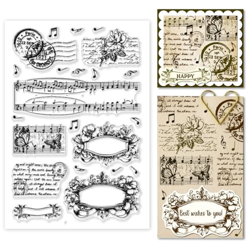GOMAKERER 1 Blatt Transparente Stempel Transparente Gummistempel Mit Vintage Musiknoten Hintergrund Wiederverwendbare Transparente Silikonstempelsiegel Für Kartengestaltung Scrapbooking Album GOMAKERER 1 Blatt Transparente Stempel Transparente Gummistempel Mit Vintage Musiknoten Hintergrund Wiederverwendbare Transparente Silikonstempelsiegel Für Kartengestaltung Scrapbooking Album von GOMAKERER