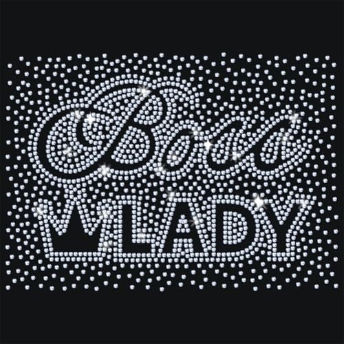 GOMAKERER 1 Stück Boss Lady Strasssteine Zum Aufbügeln Bling Glas Kristall Aufkleber Kleidung Reparatur Applikation Wärmeübertragung Patch Für Frauen Kleidung T Shirt DIY Kunst Handwerk von GOMAKERER