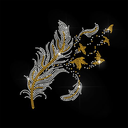 GOMAKERER 1 Stück Strasssteine Zum Aufbügeln, Feder Strass Aufbügler Hotfix Transfer Aufkleber Kostüm Dekor Bling Aufkleber Für T Shirts Westen Schuhe Hüte Jacken DIY Accessoires von GOMAKERER