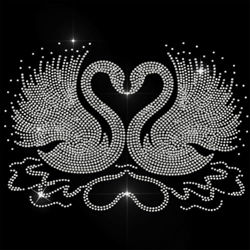 GOMAKERER 1 Stück Schwanen Strasssteine Zum Aufbügeln 2 Love Swan Hot Fix Aufnäher Zum Aufbügeln Transferaufkleber Kristall Wärmeübertragung Reparatur Dekor Für Kleidung Weste Mütze Jacke von GOMAKERER