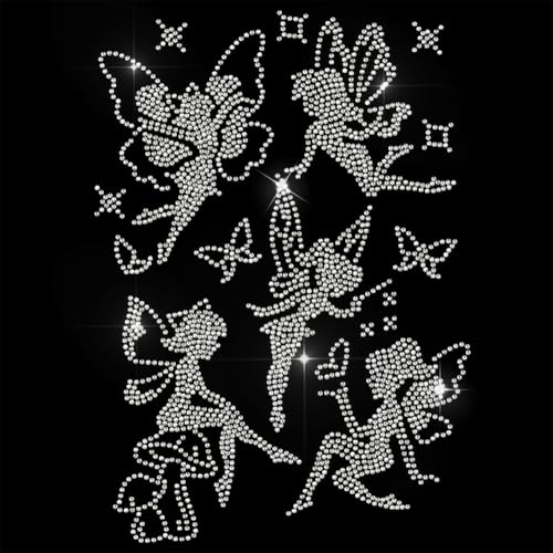 GOMAKERER 1 Stück Strasssteine Zum Aufbügeln, Bügelbild Feen Schmetterlinge Und Sterne Glitzernde Kristall Applikationen Zum Reparieren Wärmeübertragungspatch Für T Shirts Kleidung Hosen Taschen von GOMAKERER