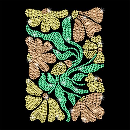GOMAKERER 1 Stück Strass Transfer Zum Aufbügeln, Blumenhose Hotfix Aufbügler Transferaufkleber Kristall Wärmeübertragung Kleidungsreparaturdekor Für T Shirt Hut Jacke Dekor DIY Zubehör von GOMAKERER
