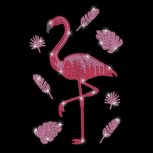 GOMAKERER 1 Stück Strass Transfer Zum Aufbügeln, Flamingo Hot Fix Bügelbild Transfer Aufkleber Kristall Wärmeübertragung Kleidung Reparatur Dekor Für T Shirt Hut Jacke Dekor DIY Zubehör von GOMAKERER