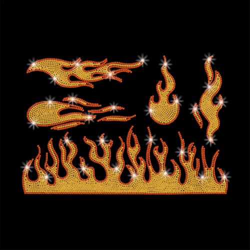 GOMAKERER 1 Stück Strass Transfer Zum Aufbügeln, Flammen Feuer Hot Fix Aufnäher Zum Aufbügeln Transferaufkleber Kristall Wärmeübertragung Kleidungsreparatur Dekor Für T Shirt Mütze Jacke Dekor DIY von GOMAKERER