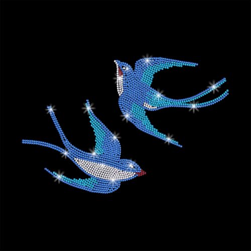 GOMAKERER 1 Stück Strass Transfer Zum Aufbügeln, Hotfix Aufnäher Mit Schwalbenvogel Zum Aufbügeln Transferaufkleber Kristall Wärmeübertragung Kleidungsreparatur Dekor Für T Shirt Mütze Jacke Dekor von GOMAKERER