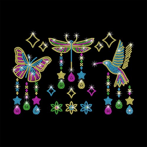 GOMAKERER 1 Stück Strass Transfer Zum Aufbügeln, Schmetterling Kolibri Sonnenfänger Windspiel Hotfix Aufnäher Zum Aufbügeln Kristall Wärmeübertragung Kleidungsreparatur Dekor Für T Shirt Mütze Jacke von GOMAKERER