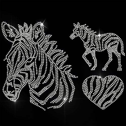 GOMAKERER 1 Stück Strasssteine Zum Aufbügeln, Zebra Hotfix Aufnäher Zum Aufbügeln Transferaufkleber Kristall Wärmeübertragung Reparaturdekor Für Kleidung Weste Hut Tasche Jacke von GOMAKERER