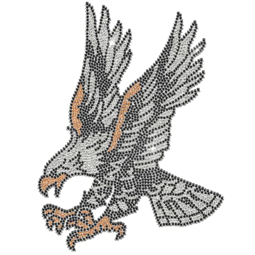 GOMAKERER 1 Stück Strasssteine Zum Aufbügeln Mit Adler Muster, Hotfix Bling Crystal Bekleidungs Reparatur Applikation Wärmeübertragungs Patch Für T Shirt Kleidung Taschen von GOMAKERER