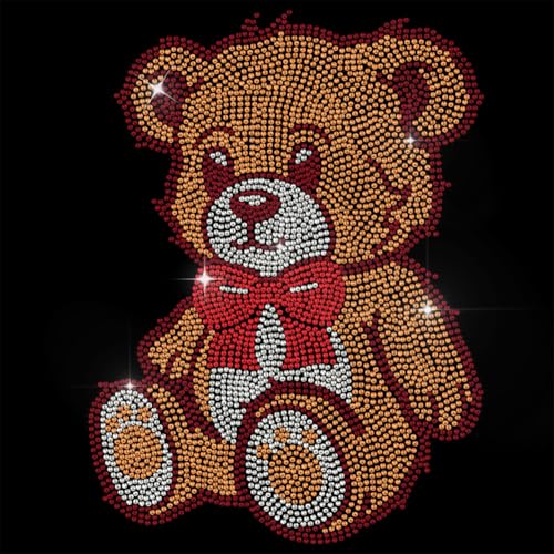 GOMAKERER 1 Stück Teddybär Strasssteine Zum Aufbügeln, Hotfix Bling Crystal Bekleidungs Reparatur Applikation Wärmeübertragungsaufkleber Wärmeübertragungs Patch Für T Shirt Kleidung Hosen Taschen von GOMAKERER