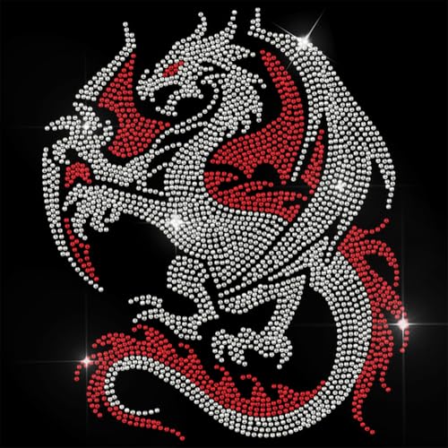 GOMAKERER 1 Stück Strasssteine Zum Aufbügeln, Western Drache Hotfix Bling Crystal Bekleidungs Reparatur Applikation Wärmeübertragungs Patch Für T Shirt Kleidung Hosen Taschen von GOMAKERER