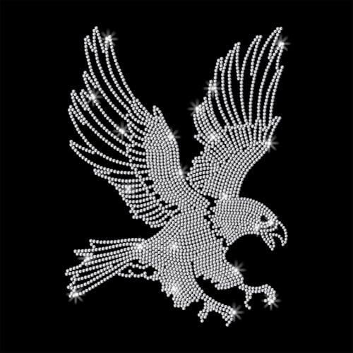 GOMAKERER 1 x Adler-Muster Strass zum Aufbügeln auf Hotfix-Transfer-Aufkleber, Bling DIY Patch Kleidung Reparatur Applikation T-Shirt Weste Schuhe Hut Jacke Dekor Kleidung DIY Zubehör von GOMAKERER