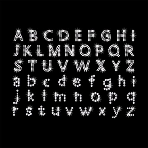 GOMAKERER 1 x Alphabet-Muster Strass zum Aufbügeln auf Hotfix, Bling Kristall Kleidung Reparatur Applikation Wärmeübertragung Aufkleber Wärmeübertragung Patch für T-Shirt Kleidung Hosen Taschen von GOMAKERER