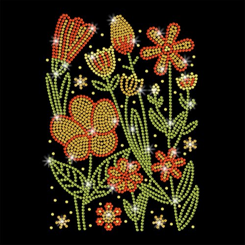 GOMAKERER 1 x Boho-Sträucher, Blume, Strass, zum Aufbügeln, Hotfix-Transfer-Aufkleber, Bling DIY Patch Kleidung Reparatur Applikation T-Shirt Weste Schuhe Hut Jacke Dekor Kleidung DIY Zubehör von GOMAKERER
