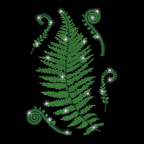 GOMAKERER 1 x Farnblatt-Muster Strass zum Aufbügeln auf Hotfix-Transfer-Aufkleber, Kokosnussbaum, Meereswelle, Bling, DIY-Flicken für Kleidung, Reparatur-Applikation, T-Shirt, Weste, Schuhe, Hut von GOMAKERER