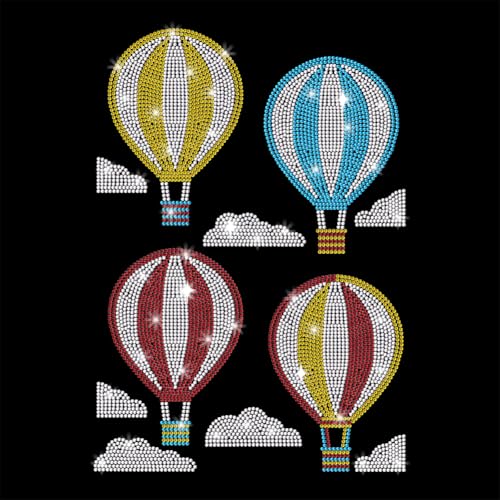 GOMAKERER 1 x Hotfix-Applikation mit Luftballon-Muster, Strasssteine, zum Aufbügeln, für Kleidung, Hosen, Taschen von GOMAKERER