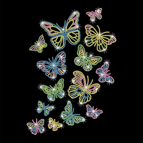 GOMAKERER 1 x Schmetterlings-Strass-Aufkleber zum Aufbügeln, Hotfix-Transfer-Aufkleber, Bling DIY Patch Kleidung Reparatur Applikation T-Shirt Weste Schuhe Hut Jacke Dekor Kleidung DIY Zubehör von GOMAKERER