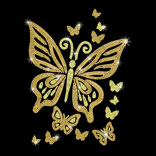 GOMAKERER 1 x Schmetterlings-Strass-Transfer, goldener Glitzer, zum Aufbügeln, Transfer-Aufkleber, Kristall-Wärmeübertragung, Kleidung, Reparatur, Dekoration für T-Shirt, Hut, Jacke, Dekoration GOMAKERER 1 x Schmetterlings-Strass-Transfer, goldener Glitzer, zum Aufbügeln, Transfer-Aufkleber, Kristall-Wärmeübertragung, Kleidung, Reparatur, Dekoration für T-Shirt, Hut, Jacke, Dekoration von GOMAKERER