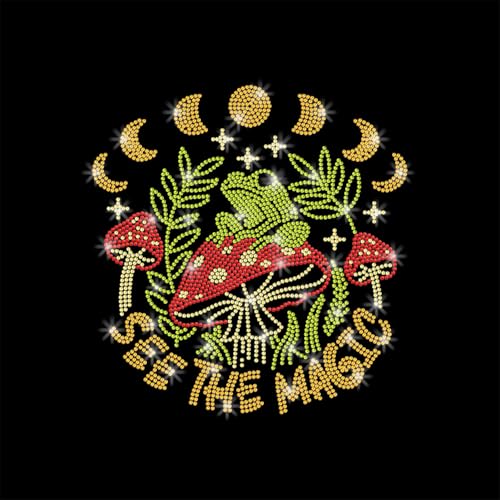 GOMAKERER 1 x "See The Magic" Strass-Aufkleber zum Aufbügeln, Motiv: Frosch, Pilz, Bling für Kleidung, Reparatur, T-Shirt, Weste, Schuhe, Hut, Jacke, Dekoration, Kleidung, DIY-Zubehör GOMAKERER 1 x "See The Magic" Strass-Aufkleber zum Aufbügeln, Motiv: Frosch, Pilz, Bling für Kleidung, Reparatur, T-Shirt, Weste, Schuhe, Hut, Jacke, Dekoration, Kleidung, DIY-Zubehör von GOMAKERER