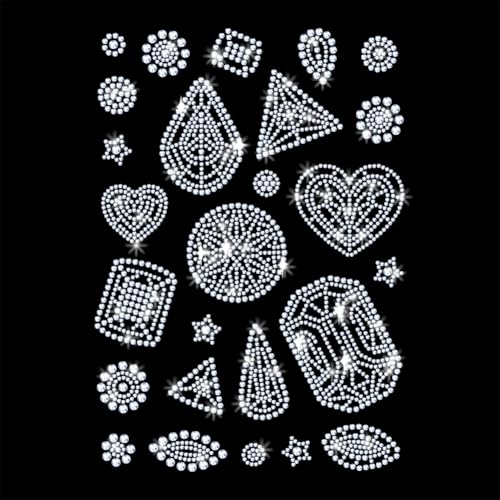 GOMAKERER 1 x Strass-Bügelbild, gemischte Formen, glitzernde Diamant-Strass-Aufkleber, Reparatur-Applikation, Wärmeübertragungs-Patch für T-Shirt, Weste, Schuhe, Hut, Jacke, Dekor von GOMAKERER