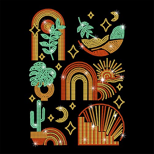 GOMAKERER 1 x Strass-Steine zum Aufbügeln, Boho-Pflanzen, Sonnenmuster, Glas, Strass, Wärmeübertragung, Bling Strass, Aufkleber, Kleidung, Reparatur-Applikation für T-Shirt, Weste, Schuhe, Hut, Jacke GOMAKERER 1 x Strass-Steine zum Aufbügeln, Boho-Pflanzen, Sonnenmuster, Glas, Strass, Wärmeübertragung, Bling Strass, Aufkleber, Kleidung, Reparatur-Applikation für T-Shirt, Weste, Schuhe, Hut, Jacke von GOMAKERER