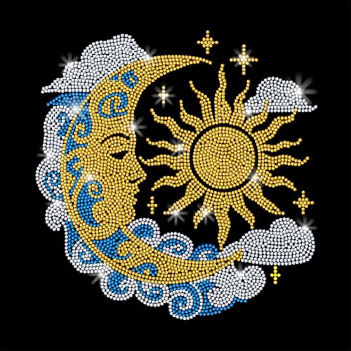 GOMAKERER 1 x Strass-Transfer zum Aufbügeln, Dmystic Mond und Sonne, Hot Fix, Dekoration, Applikationen, Kristall-Wärmeübertragung, Aufkleber, Kleidung, Reparaturflicken für T-Shirt, Hut, Jacke GOMAKERER 1 x Strass-Transfer zum Aufbügeln, Dmystic Mond und Sonne, Hot Fix, Dekoration, Applikationen, Kristall-Wärmeübertragung, Aufkleber, Kleidung, Reparaturflicken für T-Shirt, Hut, Jacke von GOMAKERER