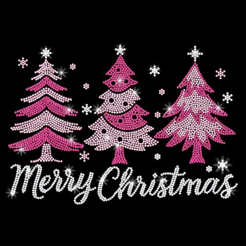 GOMAKERER 1 x Weihnachts-Bügelbild mit Strasssteinen, rosa Weihnachtsbaum, Dekoration, Applikationen, Kristall-Wärmeübertragung, Aufkleber, Reparaturflicken für T-Shirt, Hut, Jacke, Urlaub, Party GOMAKERER 1 x Weihnachts-Bügelbild mit Strasssteinen, rosa Weihnachtsbaum, Dekoration, Applikationen, Kristall-Wärmeübertragung, Aufkleber, Reparaturflicken für T-Shirt, Hut, Jacke, Urlaub, Party von GOMAKERER
