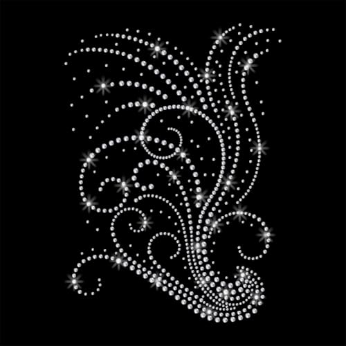 GOMAKERER 1 x lockige Blumen Strass zum Aufbügeln auf Hotfix-Transfer-Aufkleber, Bling DIY Patch Kleidung Reparatur Applikation T-Shirt Weste Schuhe Hut Jacke Dekor Kleidung DIY Zubehör von GOMAKERER