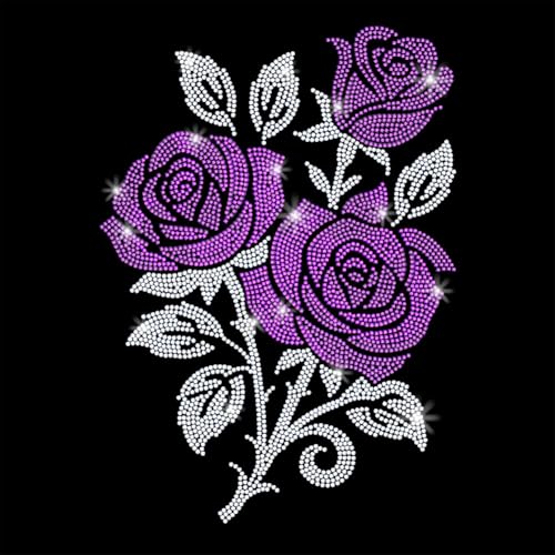 GOMAKERER 1 x violette Rose zum Aufbügeln auf Strasssteinen, glitzernde Blume, zum Aufbügeln, Transfer-Aufkleber, Kristall, Wärmeübertragung, Kleidung, Reparatur, Dekoration für T-Shirt, Hut, Jacke GOMAKERER 1 x violette Rose zum Aufbügeln auf Strasssteinen, glitzernde Blume, zum Aufbügeln, Transfer-Aufkleber, Kristall, Wärmeübertragung, Kleidung, Reparatur, Dekoration für T-Shirt, Hut, Jacke von GOMAKERER