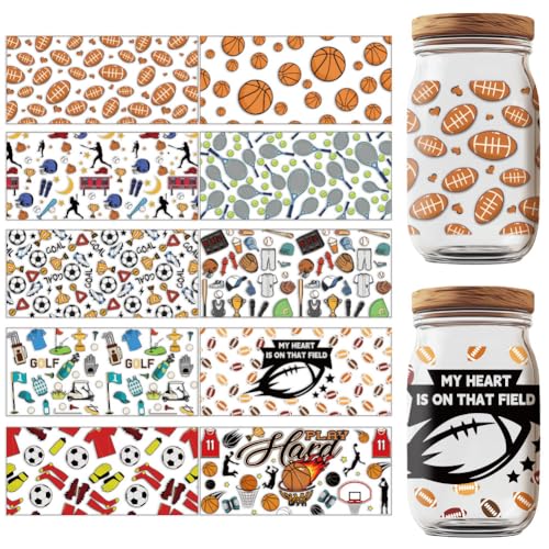 GOMAKERER 10 Blatt 10 Stile UV DTF Cup Wrap Aufkleber Transferaufkleber Mit Sportbällen Personalisierbar Wasserfest Zum Aufreiben Für 28ml Glasbecher Möbel Basteln GOMAKERER 10 Blatt 10 Stile UV DTF Cup Wrap Aufkleber Transferaufkleber Mit Sportbällen Personalisierbar Wasserfest Zum Aufreiben Für 28ml Glasbecher Möbel Basteln von GOMAKERER