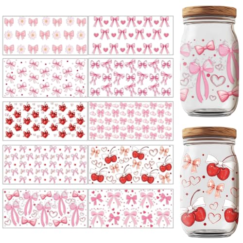 GOMAKERER 10 Blatt Fliege UV DTF Wraps UV DTF Cup Wraps Mit Schleifendruck Rosa Fliege Zum Aufbügeln Transferaufkleber Für 16 Unzen Glasbecher Becher Behälterdekor GOMAKERER 10 Blatt Fliege UV DTF Wraps UV DTF Cup Wraps Mit Schleifendruck Rosa Fliege Zum Aufbügeln Transferaufkleber Für 16 Unzen Glasbecher Becher Behälterdekor von GOMAKERER