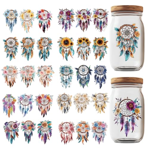 GOMAKERER 10 Blatt UV DTF Cup Wrap Transferaufkleber Für 16OZ Glasbecher 10 Stile Traumfänger Druck Rub On Transferfolien Federn Wasserfest Zum Aufbügeln Transferaufkleber Für Tassen Bastelarbeiten GOMAKERER 10 Blatt UV DTF Cup Wrap Transferaufkleber Für 16OZ Glasbecher 10 Stile Traumfänger Druck Rub On Transferfolien Federn Wasserfest Zum Aufbügeln Transferaufkleber Für Tassen Bastelarbeiten von GOMAKERER