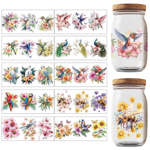 GOMAKERER 10 Blatt UV DTF Cup Wraps 10 Stile Vogel UV DTF Cup Wrap Transferaufkleber Kolibri Pfau Libelle Insekt Wasserdichte Transferaufkleber Für Glasbecher Holzhandwerk GOMAKERER 10 Blatt UV DTF Cup Wraps 10 Stile Vogel UV DTF Cup Wrap Transferaufkleber Kolibri Pfau Libelle Insekt Wasserdichte Transferaufkleber Für Glasbecher Holzhandwerk von GOMAKERER