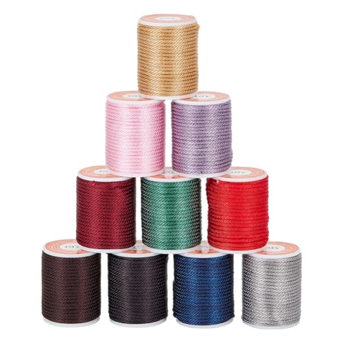 GOMAKERER 10 Rolle 10 Farben Geflochtene Polyesterschnüre 1.5mm, Coloful Armbandschnur Perlenschnur Chinesischer Knotenfaden Für Die Schmuckherstellung, DIY-Armbänder, Halskette GOMAKERER 10 Rolle 10 Farben Geflochtene Polyesterschnüre 1.5mm, Coloful Armbandschnur Perlenschnur Chinesischer Knotenfaden Für Die Schmuckherstellung, DIY-Armbänder, Halskette von GOMAKERER