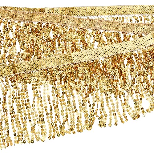 GOMAKERER 10 Yard(9.1m) Pailletten-Fransenbesatz, Goldene Kunststoff-Pailletten, Spitze, Quaste, Nähen, Fransenbesatz, Bekleidungszubehör Für DIY Tanz, Bühne, Kostüm, Kleidung, Kleid, Dekor GOMAKERER 10 Yard(9.1m) Pailletten-Fransenbesatz, Goldene Kunststoff-Pailletten, Spitze, Quaste, Nähen, Fransenbesatz, Bekleidungszubehör Für DIY Tanz, Bühne, Kostüm, Kleidung, Kleid, Dekor von GOMAKERER