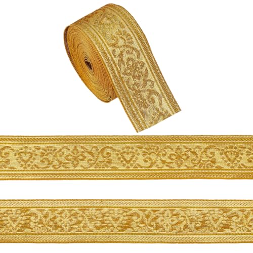 GOMAKERER 10 Yards Vintage Jacquardbandbesatz 40mm Breites Goldfarbenes Webband Im Boho Stil Ethnisches Blumenband Stickband Zum Nähen Für Vorhänge Kleidungshalterungen Dekoration GOMAKERER 10 Yards Vintage Jacquardbandbesatz 40mm Breites Goldfarbenes Webband Im Boho Stil Ethnisches Blumenband Stickband Zum Nähen Für Vorhänge Kleidungshalterungen Dekoration von GOMAKERER