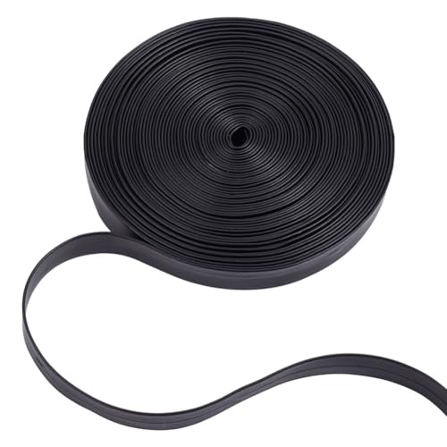GOMAKERER 10.94 Yards Faux Flachen Lederriemen, 1.5cm Breites Schwarzes Lederbesatzband Umklappbares Lederband PU Kunstlederstreifen Besatzband Für Heimwerker Nähen Schmuck von GOMAKERER