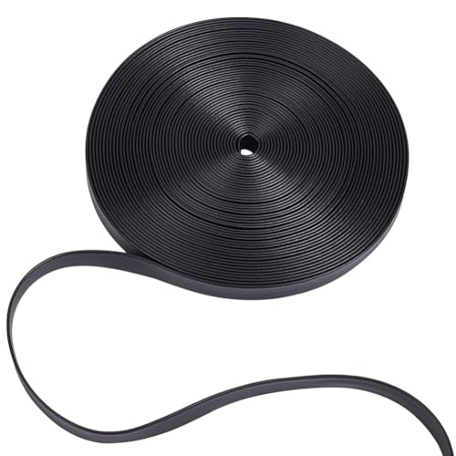 GOMAKERER 10.94 Yards Faux Flachen Lederriemen, 1cm Breites Schwarzes Lederbesatzband Umklappbares Lederband PU Kunstlederstreifen Besatzband Für Heimwerker Nähen Schmuck von GOMAKERER