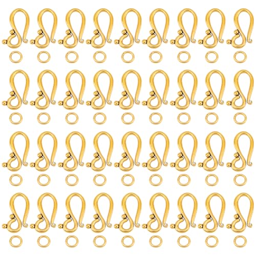 GOMAKERER 100 Set S Haken Ringverschlüsse Knebelverschlüsse Tibetischer Stil Metall Haken- Und Ösenverschlüsse Verbindungsstücke Endverschlüsse Für Schmuckherstellung Antik Golden von GOMAKERER