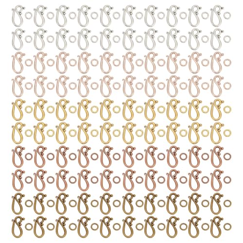 GOMAKERER 100 Sets S-Haken-Ringverschlüsse, tibetische Metall-Knebelverschlüsse, Ringverschlüsse, Verbindungsstücke, Endverschlüsse für Armband, Halskette, DIY, Schmuckherstellung, Handwerk GOMAKERER 100 Sets S-Haken-Ringverschlüsse, tibetische Metall-Knebelverschlüsse, Ringverschlüsse, Verbindungsstücke, Endverschlüsse für Armband, Halskette, DIY, Schmuckherstellung, Handwerk von GOMAKERER